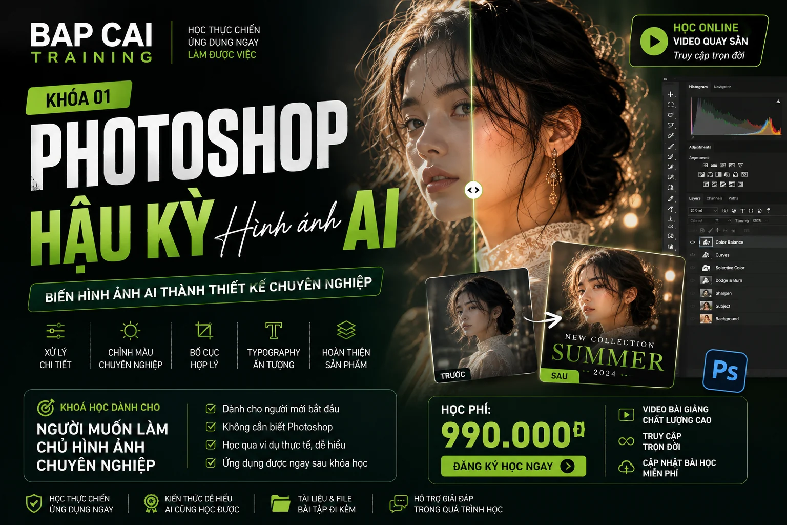 Khóa Photoshop hậu kỳ hình ảnh AI